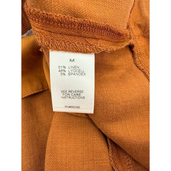 Evereve Alexa Linen Double Breasted‎ V-neckline Brown Blazer M - Picture 8 of 9